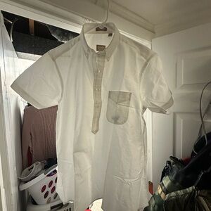 Gitman Brothers White Short Sleeve Button Down Popover Shirt